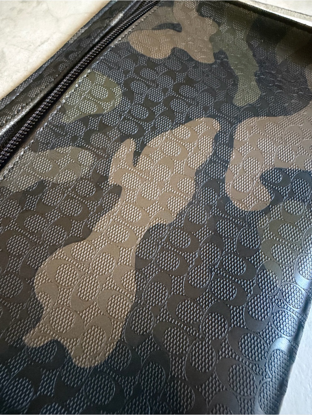 Coach GreenBlack Camouflage Print Leather Zip Pouch - Picture 7 of 7